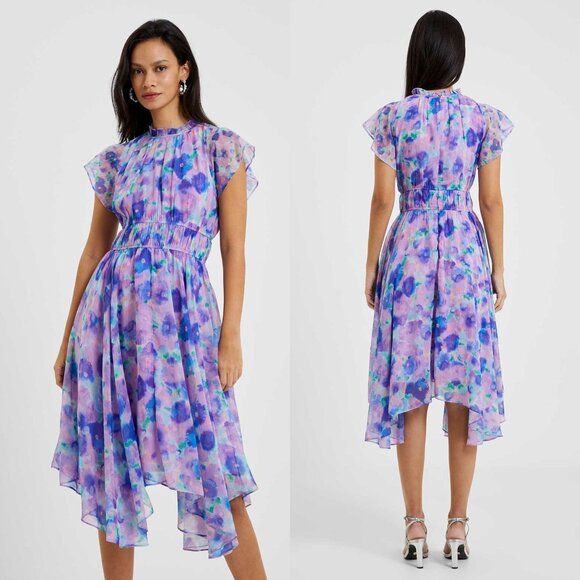 French Connection Purple Gretha Crinkle Recycled Dress Size 0 - 47596 - Picture 1 of 13